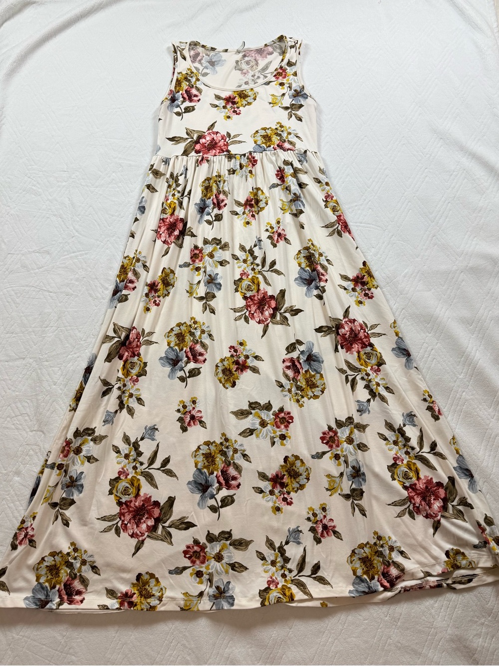Mother Bee Maternity Dress Womens L Cream Flowers Spring Maxi Baby Shower